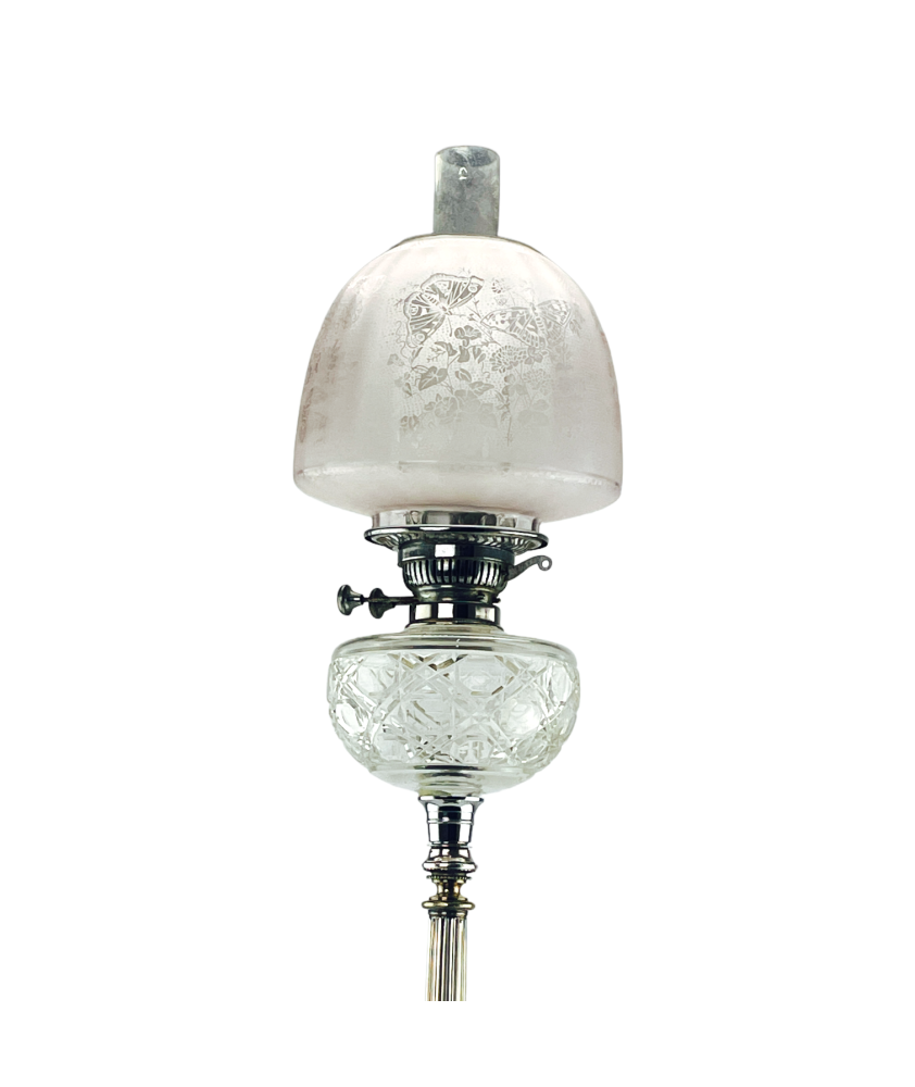 Large Complete Oil Lamp with Figurine Base Beautiful Home Decor